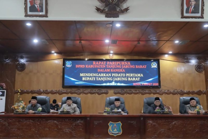 Gelar rapat paripurna untuk mendengarkan pidato pertama, Ketua DPRD Tanjab Barat berharap sinergi antara eksekutif dan legislatif terus terjalin dengan baik