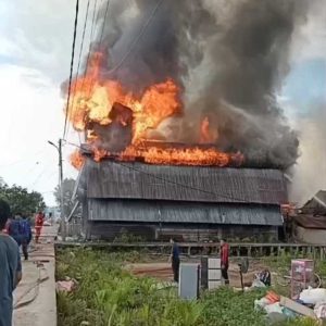 Puluhan Rumah Hangus Terbakar di Lahap Si Jago Merah di Sungai Dualap Kuala Betara